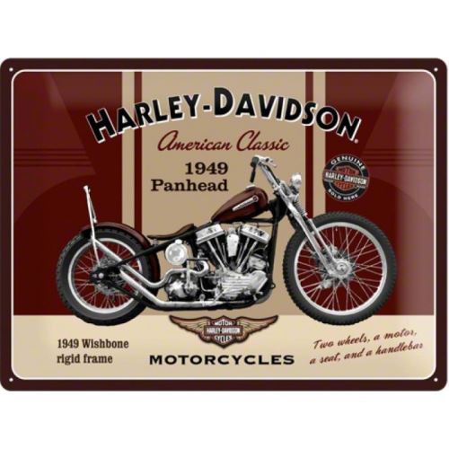 plaque harley davidson bordeau panhead tole pub affiche