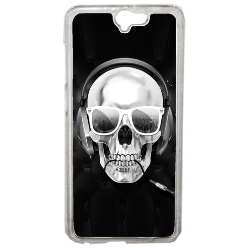 Coque Tete De Mort Swag Casque De Musique Compatible One A9 Transparent