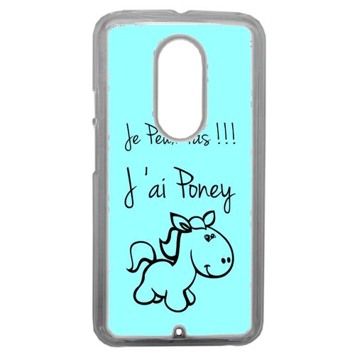 Coque Citation Poney Turquoise Compatible Motorola Moto X2 Transparent