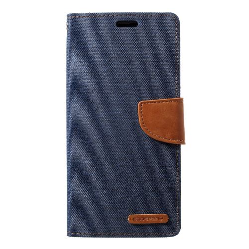 Etui en PU agenda en toile bleu foncé pour votre Samsung Galaxy S10