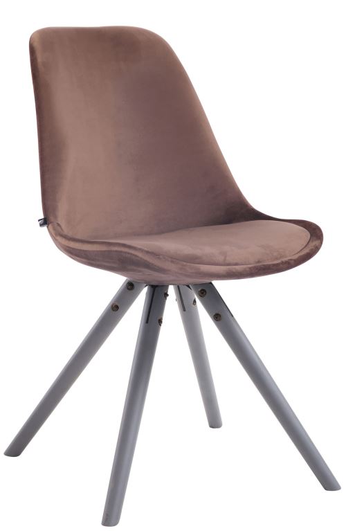 Chaise Toulouse en velours / Piétement Rond , Marron/Gris