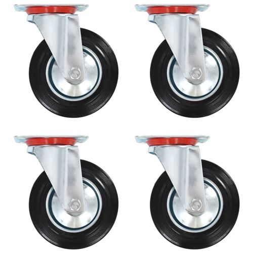 vidaXL 12x Roulettes Pivotantes Roues Fixes pour Chariot Roulant Etabli Panier d'Achat Etagère à Livre Tables de Travail Capacité de 70 kg 100 mm