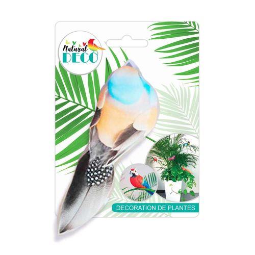 Déco Plantes – Petit Oiseau Orange et Bleu CD3833