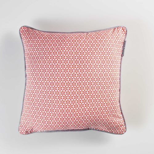 Coussin passepoil 40 x 40 cm coton imprime galactic Corail