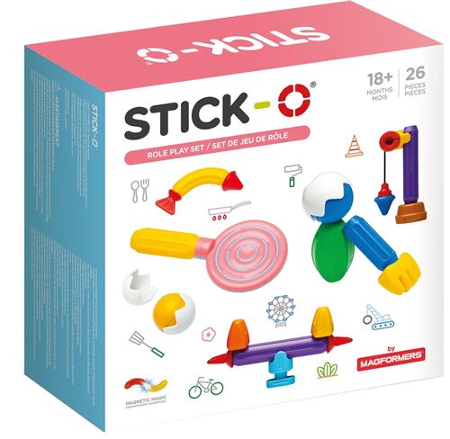 Stick-O set de construction magnétique jeu de rôle 26 pièces multicolore