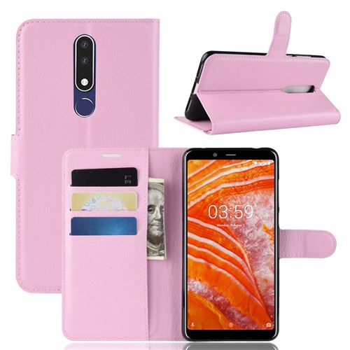 Etui en PU rose pour votre Nokia 3.1 Plus