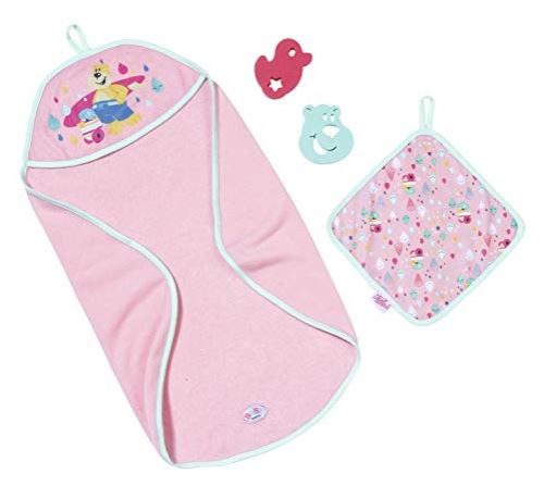 Coffret sortie de bain rose baby born 4 pieces - accessoires poupon / poupee zapf