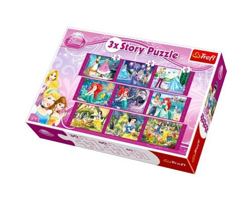 Puzzle 30 Pièces : 3 Histoires, 3 tailles : Les princesses Disney, Trefl