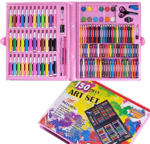 130 Sets de Dessin ODWALK, Malette de Coloriage Enfants Aquarelle Crayon Kit  - rose - Crayon de couleur à la Fnac