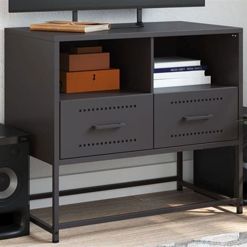 Non Communiqué Noir Vidaxl Meuble Tv 68X39x60,5 Cm Acier, Support Tv, Buffet Tv, Armoire Hifi, Banc Tv, Armoire En Métal, Meuble 846548