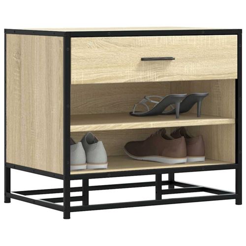 Banc à chaussures chêne sonoma bois d ingénierie et métal