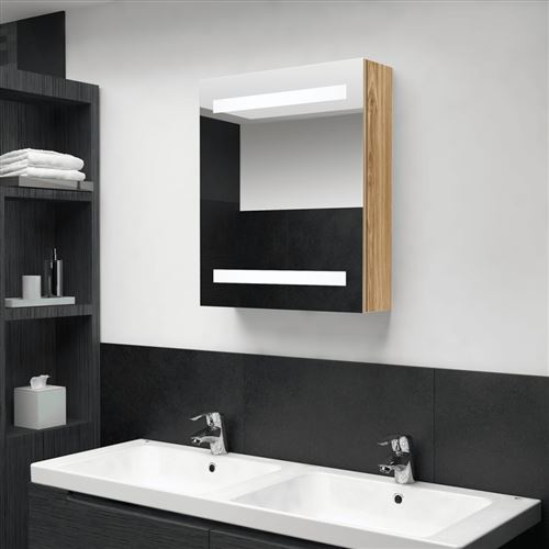 vidaXL Armoire de salle de bain à miroir LED Chêne 50x14x60 cm