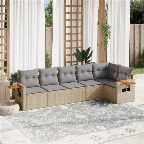 Non Communiqué Beige Vidaxl Salon De Jardin Avec Coussins 6 Pcs, Canapés De Terrasse, Ensemble De Meubles De Patio, Mobilier D'extérieur, 3259231