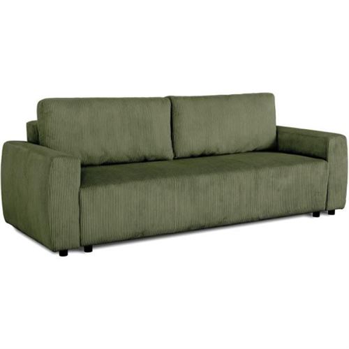 Non Communiqué Vert Kaki Canapé Convertible 3 Places Casapy Pharell Velours Côtelé Kaki Coffre 231 X 84 X 91 Cm