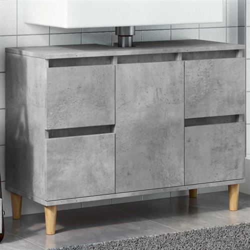 Meuble d évier gris béton 80x33x60 cm bois d ingénierie
