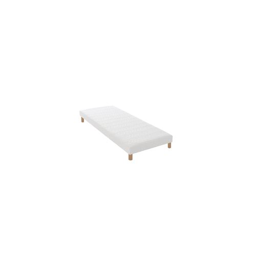 Sommier tapissier a lattes blanc + pieds - made in france - 90x200cm