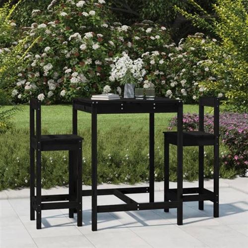 Non Communiqué Noir Vidaxl Ensemble De Bar De Jardin 3 Pcs Bois De Pin Massif, Ensemble De Bar, Ensemble De Meubles, Ensemble De Bar 3154739