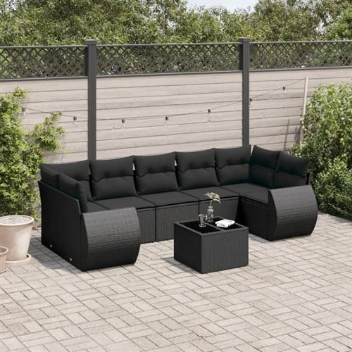 Vidaxl Noir Salon De Jardin 8 Pcs - Image 3
