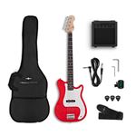 VISIONSTRING Kit Guitare Basse 4 Cordes - Pack Basse Electrique Complet avec Ampli 10W et Accessoires pour Débutants - Rouge