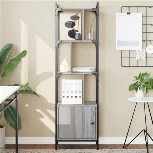 vidaXL Bibliothèque avec porte sonoma gris 44,5x30x154,5 cm