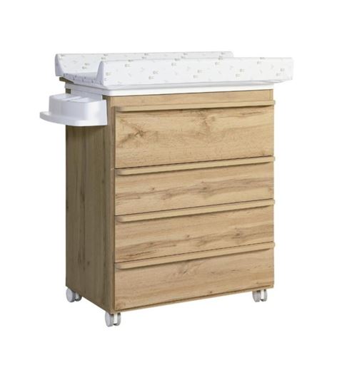 Commode Plan &Agrave; Langer Micuna Martha 4 Tiroirs Ch&ecirc;ne Multicolor Panneau De M&eacute;lamine