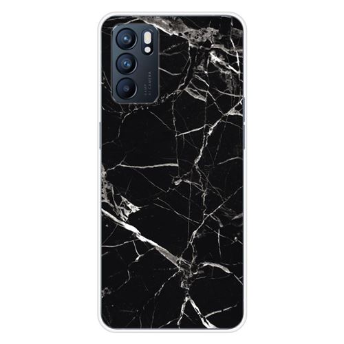 Coque en silicone imprimée compatible Oppo Reno 6 5G Marbre Noir