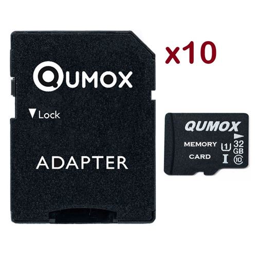 Lot de 10 Qumox Carte Micro SD SDHC 32go 32Go 32g TF Carte Class 10 UHS-I 70MB-S 15MB-S pour Appareils Photo, Drones,Smartphone