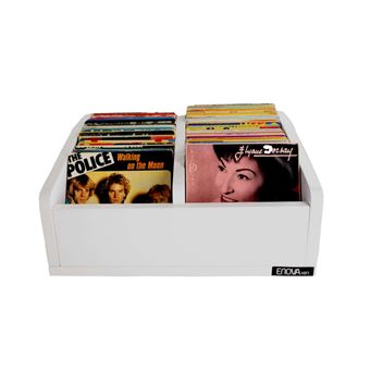 Enova hifi Vinyle Bac 45t Wh - Meuble blanc pour vinyles 45 tours