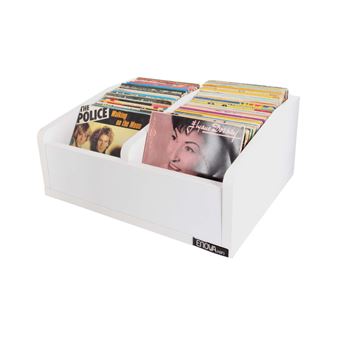 Enova hifi Vinyle Bac 45t Wh - Meuble blanc pour vinyles 45 tours
