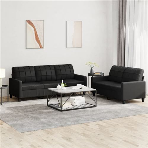 Non Communiqué Noir Vidaxl Ensemble De Canapés 2 Pcs Avec Coussins Similicuir