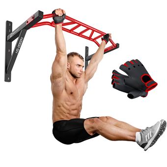 Physionics Barre De Traction Murale + Support Sac De Frappe – 2 En 1, Charge 100 Kg, Acier Robuste, Entraînement Maison Complet