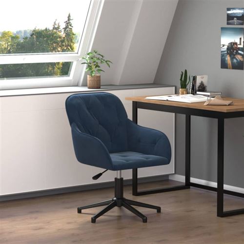VIDAXL - Chaise de bureau pivotante - Velours - Bleu - Image 2