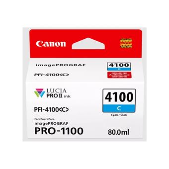 Canon PFI-4100 C - 80 ml - cyan - original - boîte de suspension - réservoir d'encre - pour imagePROGRAF PRO-1100