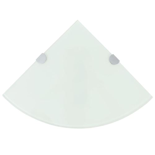 VidaXL Étagères d'angle 2 pcs et supports chromés Verre Blanc 35x35 cm