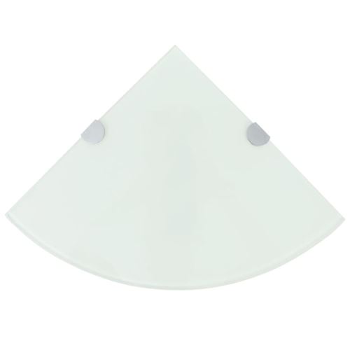 vidaXL - Étagère d'angle - Verre - 35 x 35 cm - Blanc - Image 3
