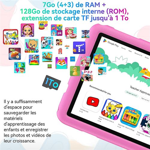 Tablette Enfants 10.1 Pouces- Stockage 128Go - 10 Go RAM - Android