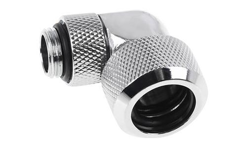 Alphacool Eiszapfen 16 mm HardTube compression fitting 90° rotatable G1/4 - Raccord à angle de compression de système de refroidissement liquide - chrome