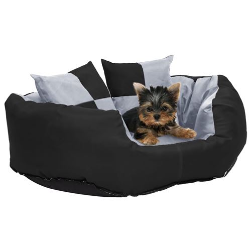 Coussin réversible lavable pour chien Gris et noir 65x50x20 cm vidaXL