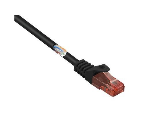 Basetech BT-2272286 RJ45 Câble réseau, câble patch CAT 6 U/UTP 10.00 m noir avec cliquet dencastrement, sans halogène