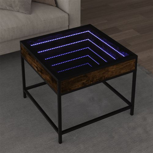 vidaXL Table basse avec LED Infinity chêne fumé 50x50x41 cm