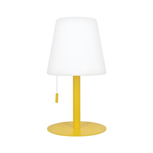 Lampe à poser cône jaune rechargeable en métal LED IP44, 400 lumens, CCT et dimmable, hauteur ajustable