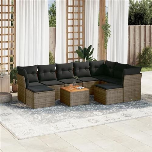 Vidaxl Gris Salon De Jardin - 10 Pièces - Image 2