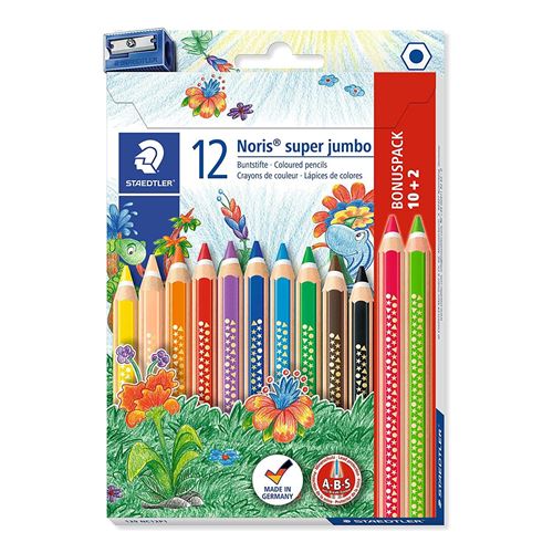 STAEDTLER Etui de 12 Crayons de couleur triangulaire Noris Club super jumbo