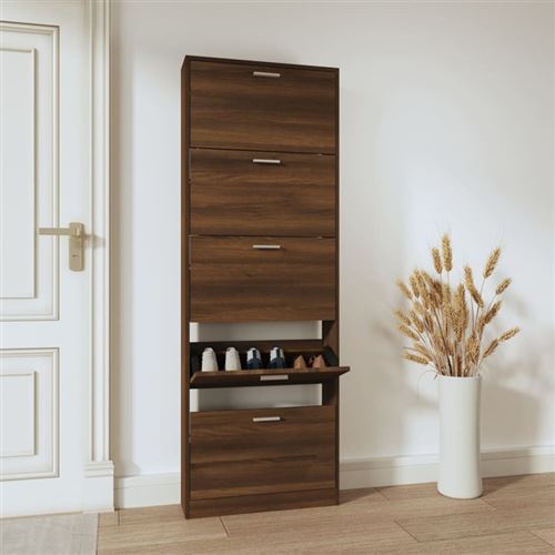 vidaXL Armoire à chaussures Chêne marron 59x17x169cm Bois d'ingénierie