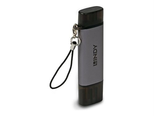Lindy - Lecteur de carte (MMC SD miniSD RS-MMC MMCmobile microSD MMCmicro SDHC microSDHC SDXC microSDXC SDHC UHS-I SDXC UHS-I) - USB / USB-C 3.2