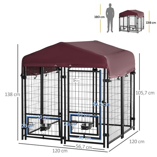 Chenil d'Intérieur Galvanisé Enclos Cage pour Chiens Multi-taille