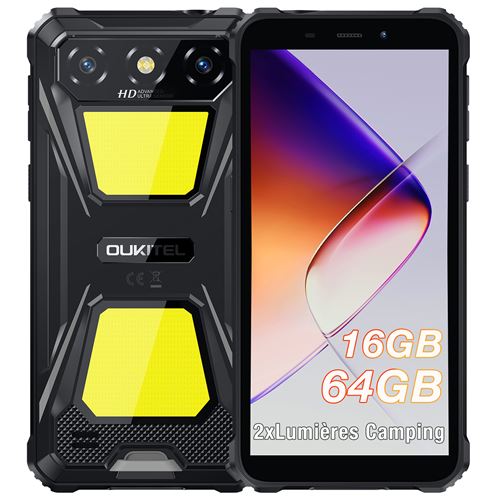 Smartphone Oukitel G5 Noir : 6 HD,4Go+64Go, 6300mAh, Android 14, Dual SIM 4G,GPS Téléphone Portable-300g
