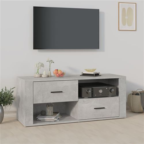 VIDAXL - Meuble TV - Gris Béton - 100x35x40 cm - Image 2