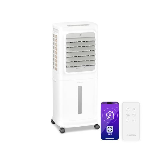 Klarstein Breezcube Ventilateur Rafraîchiseur D'Air Connecté 340 M³/H 10L 30 M² 3 Modes 50W Blanc