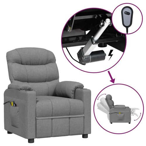 Vidaxl Gris/Clair Fauteuil Électrique De Massage Tissu - Image 2